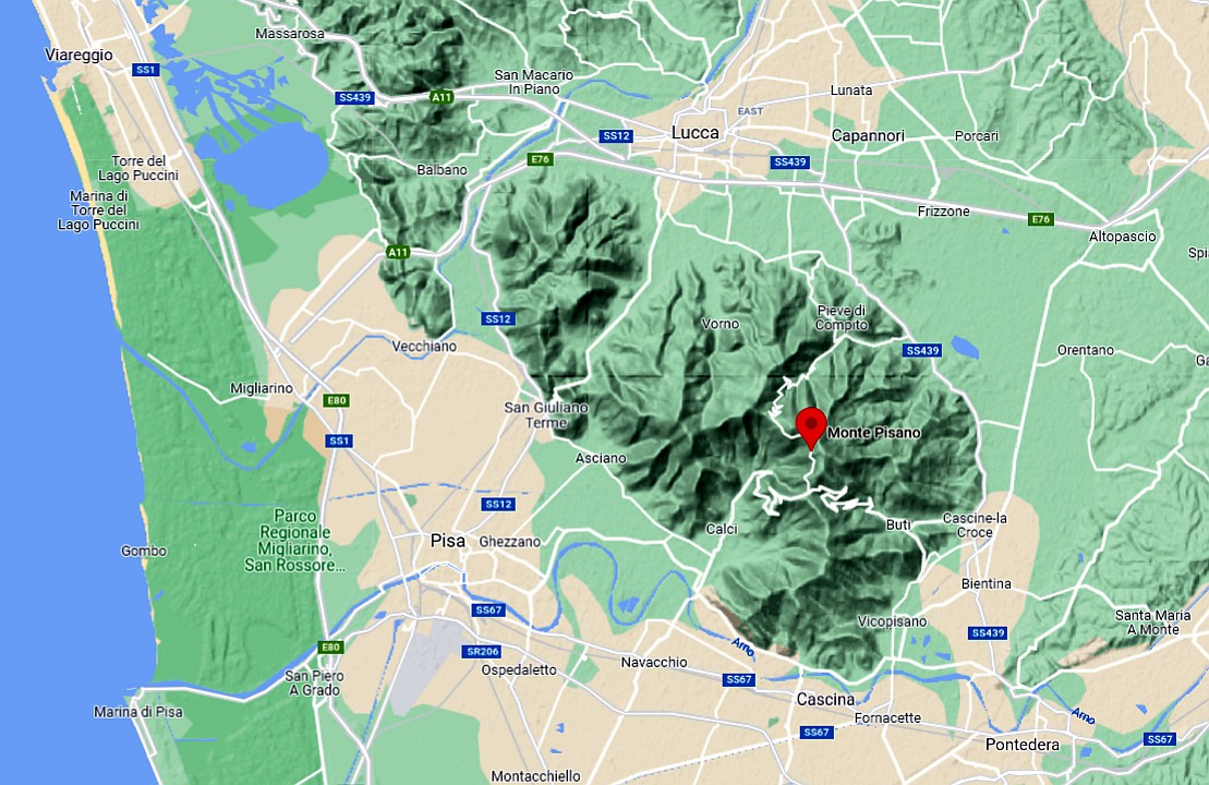 Mappa dei monti pisani